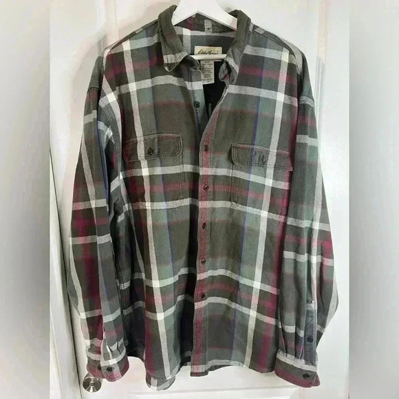 Eddie Bauer Men’s Plaid Cotton Long Sleeve Flannel Button Down - Size XL - Picture 1 of 6